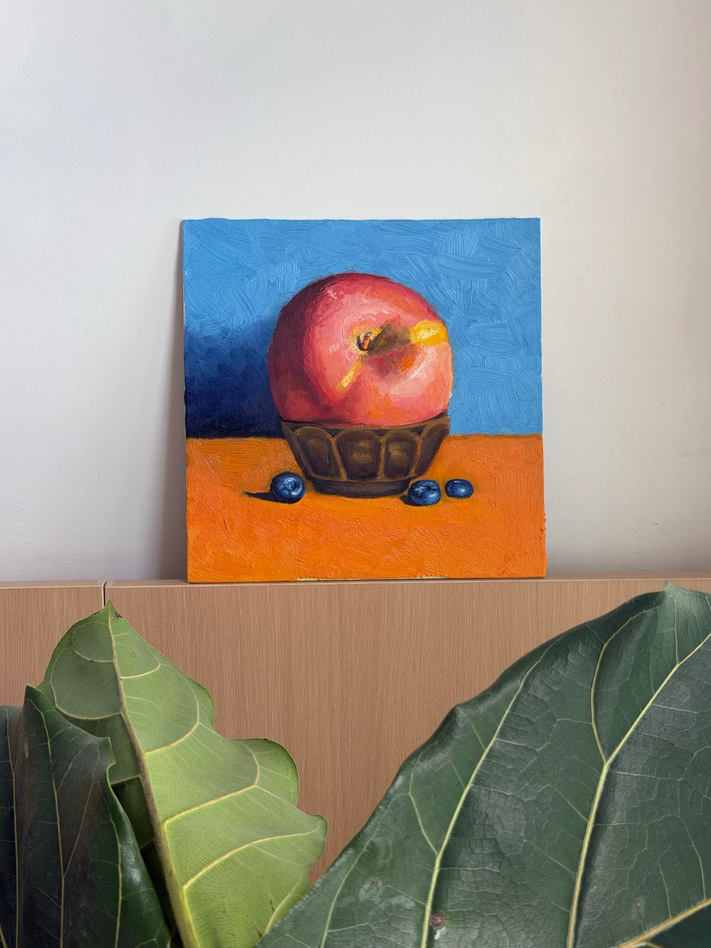 Peach & Blueberries — original still-life painting by Anderson Long