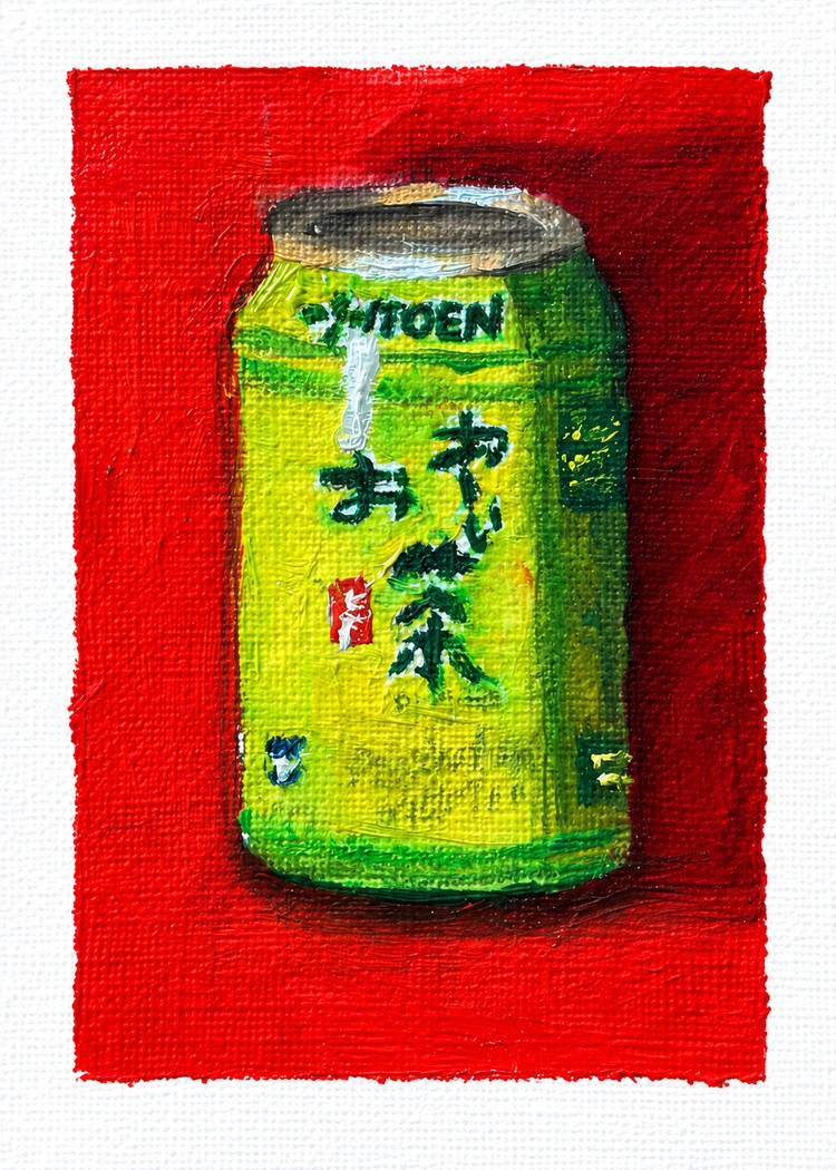 Green Tea — ACEO artwork with a white border